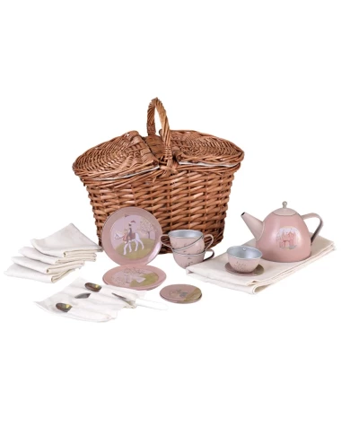 Set de the princesse dans un panier en osier