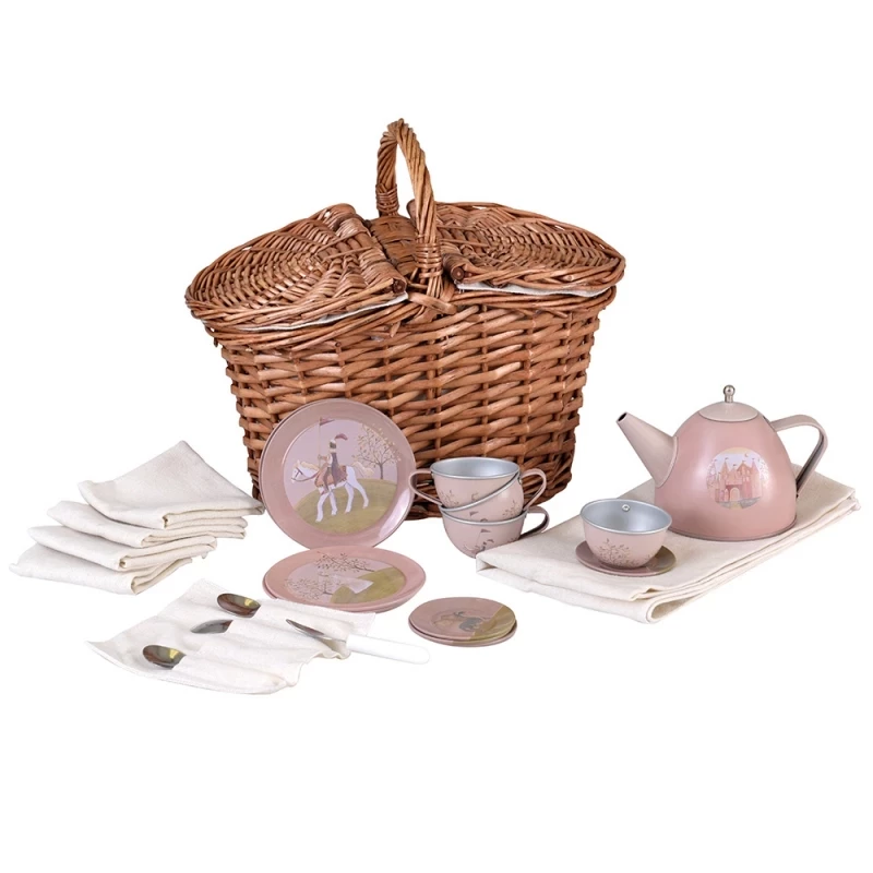 Set de the princesse dans un panier en osier