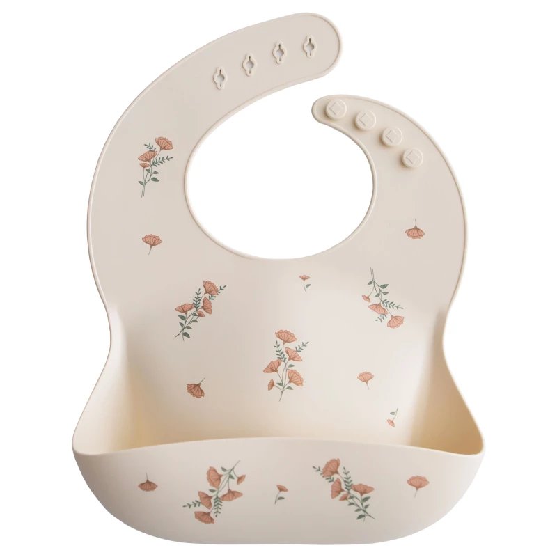 Silicone bib - print (couleur : pink flowers)