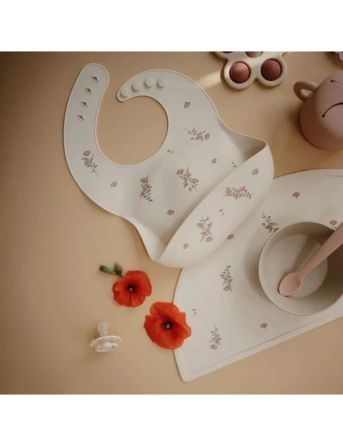 Silicone bib - print (couleur : pink flowers)