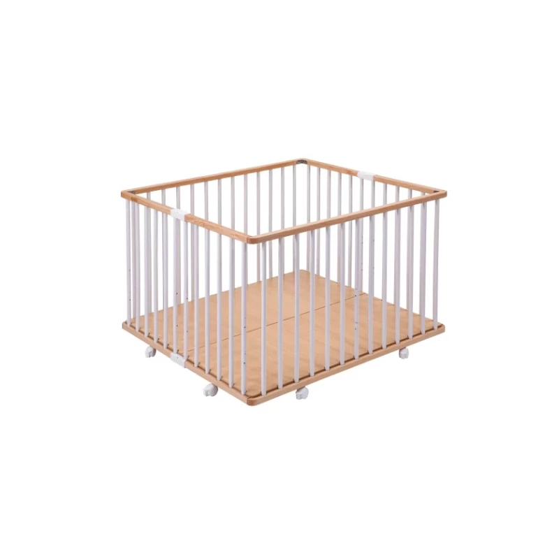 Parc pliant carré GABY avec plancher réglable et roulettes Blanc