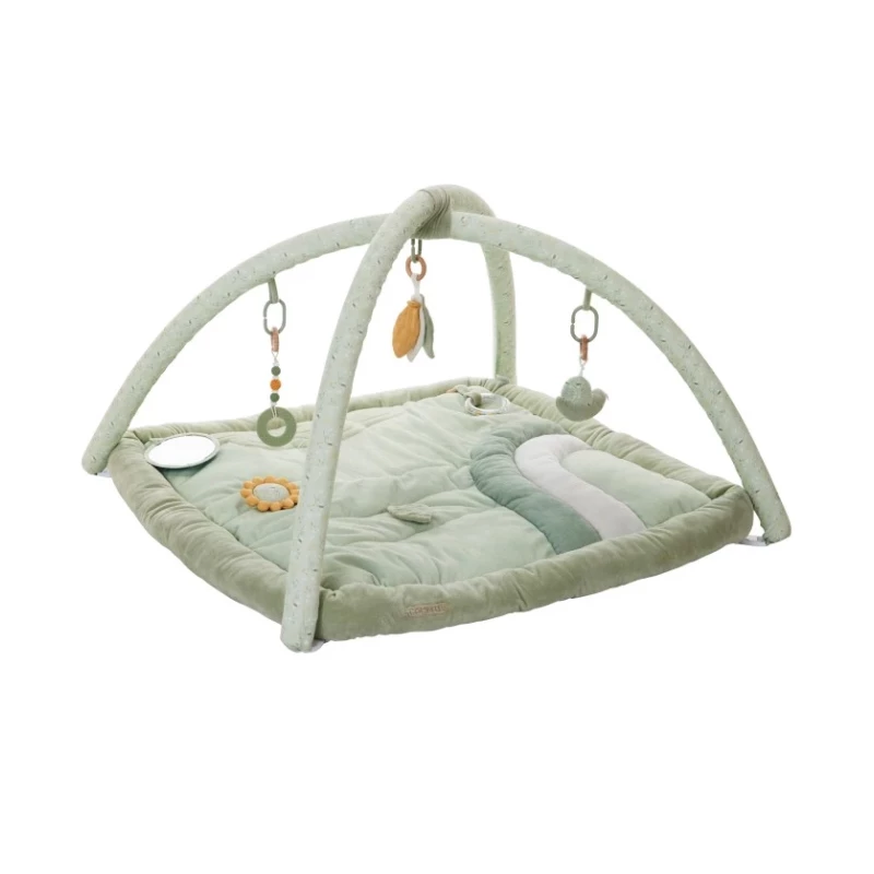 Tapis d'éveil ouatiné soft boa avec arche de jeux vert