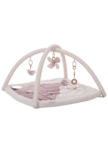 Tapis d'éveil ouatiné soft boa avec arche de jeux rose