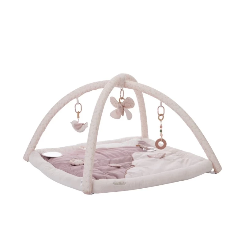 Tapis d'éveil ouatiné soft boa avec arche de jeux rose
