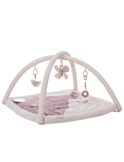 Tapis d'éveil ouatiné soft boa avec arche de jeux rose