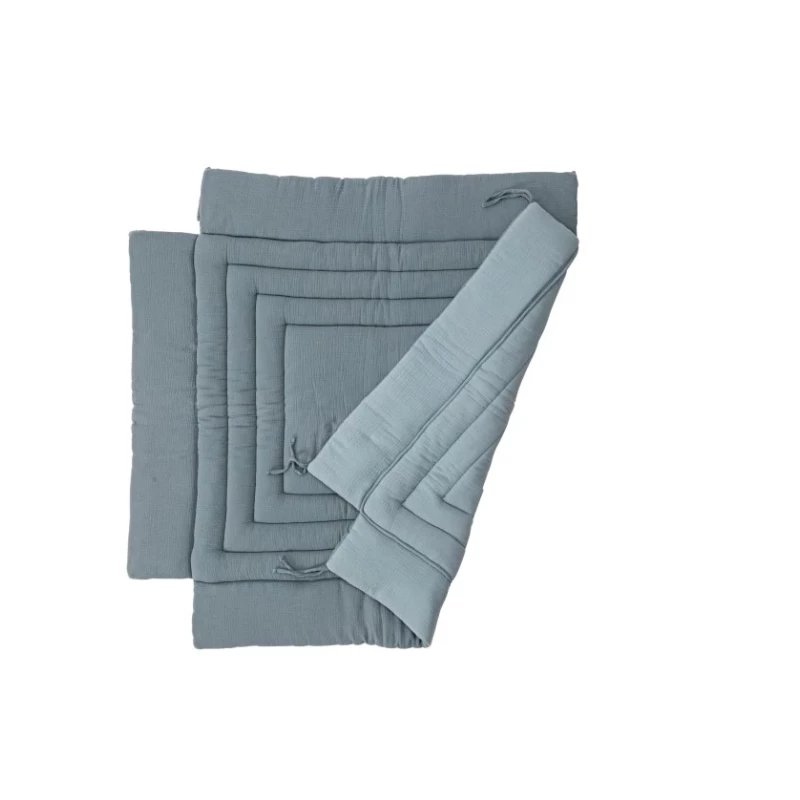 Tapis de parc carré ouatiné en gaze de coton bicolore Gris Ardoise