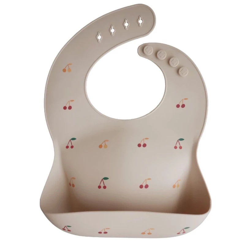 Silicone bib - print (couleur : cherries)
