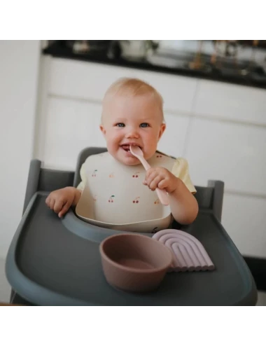 Silicone bib - print (couleur : cherries)