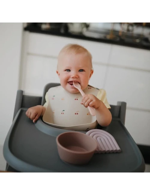 Silicone bib - print (couleur : cherries)