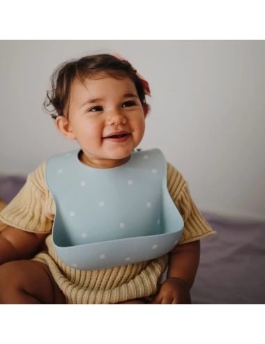 Silicone bib - print (couleur : white daisy)