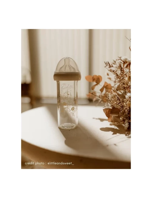 Biberon verre - Fleurs (240 ml)