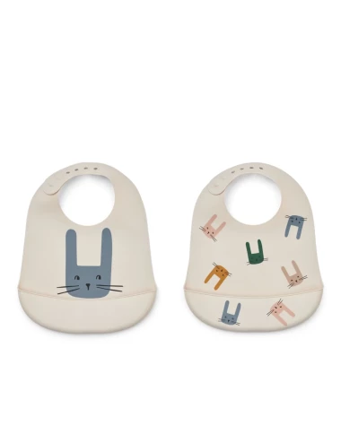 Tilda Printed Bib 2-Pack Bunny / Sandy