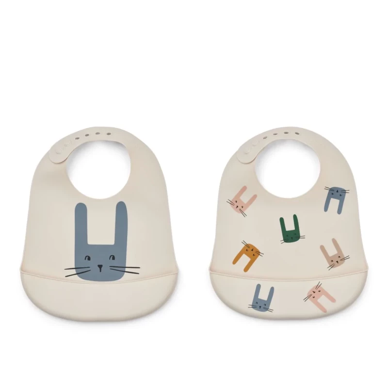 Tilda Printed Bib 2-Pack Bunny / Sandy