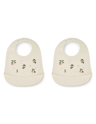 Tilda Printed Silicone Bib 2-Pack Peach / Sea shell mix
