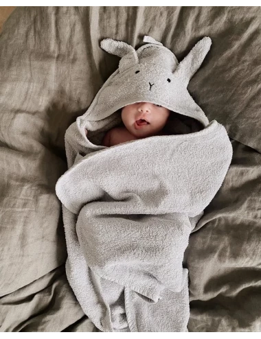Albert hooded towel Rabbit dumbo grey