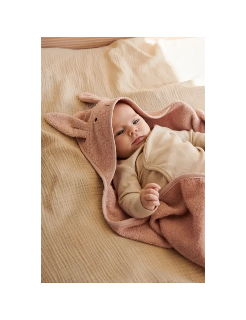 Albert hooded towel Rabbit rose