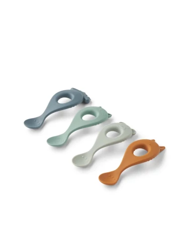 Liva Silicone Spoon 4-Pack Whale blue multi mix