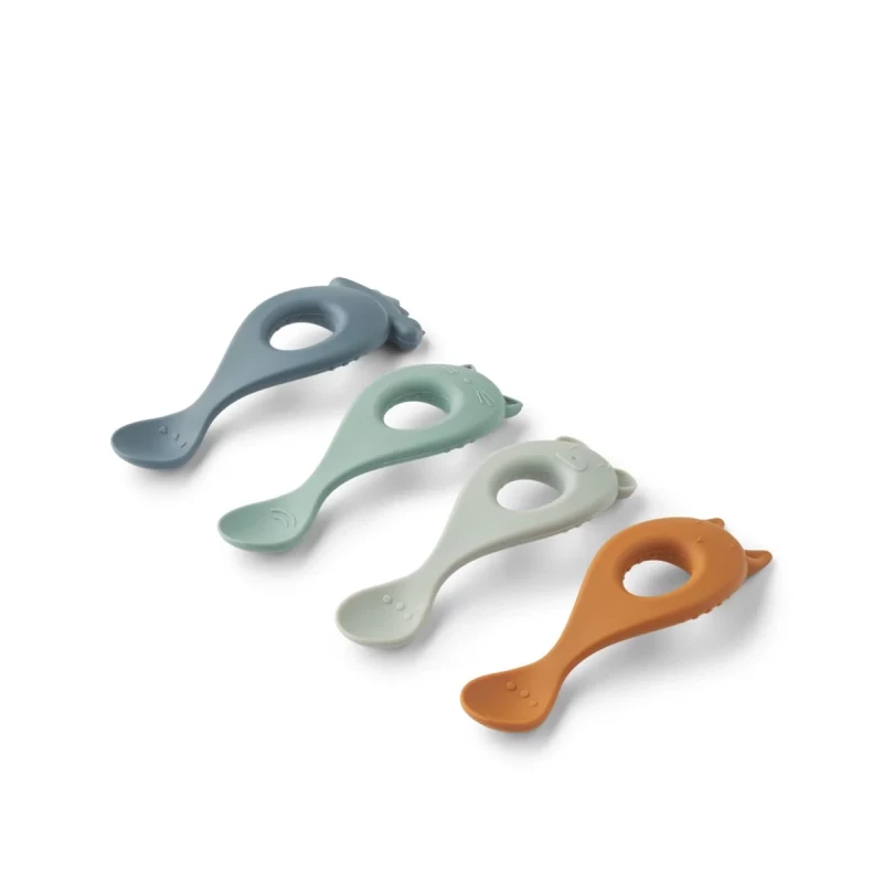Liva Silicone Spoon 4-Pack Whale blue multi mix