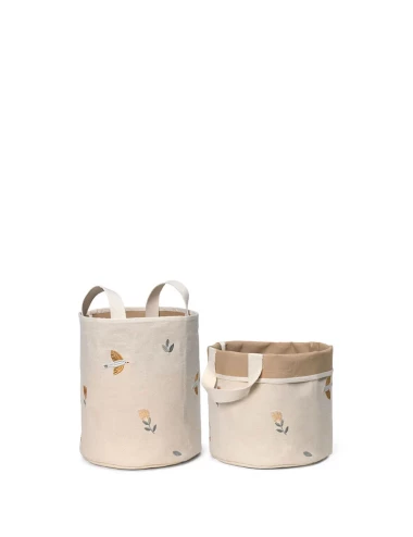 Lot de 2 paniers de rangement brodés, petits, Songbirds