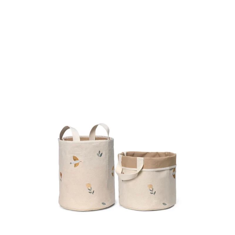 Lot de 2 paniers de rangement brodés, petits, Songbirds