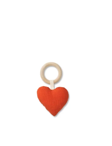 Hochet avec anneau de dentition, coeur