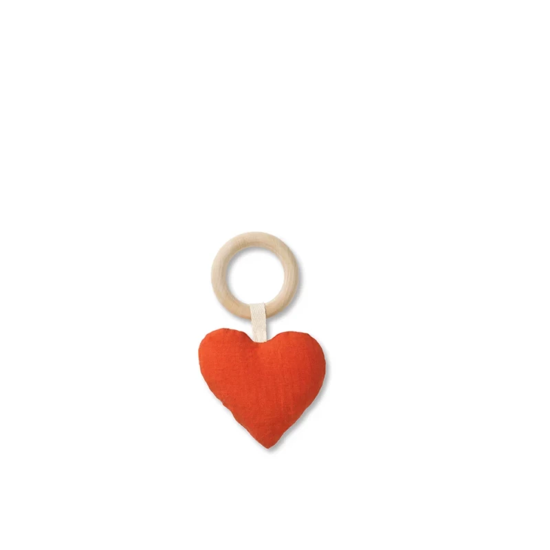Hochet avec anneau de dentition, coeur