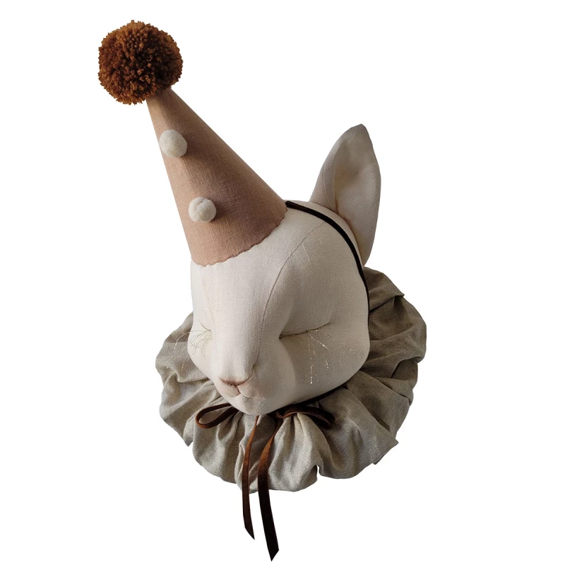 Trophée - Chat en lin beige avec chapeau