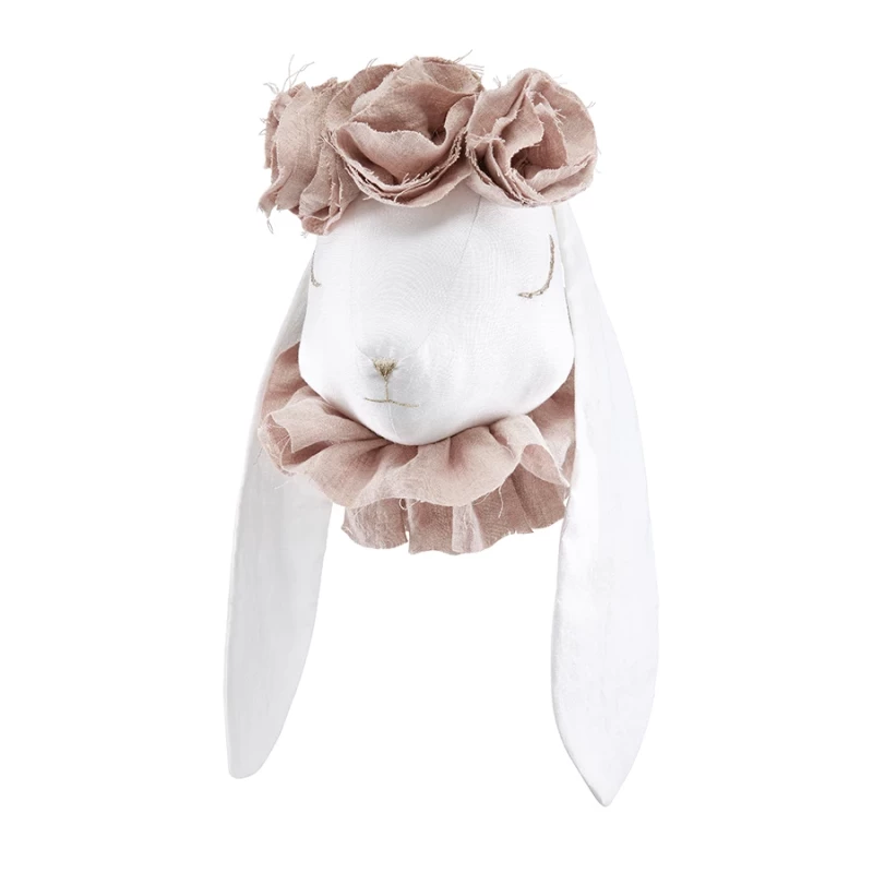 Trophée - Lapin en lin avec fleurs poudrées