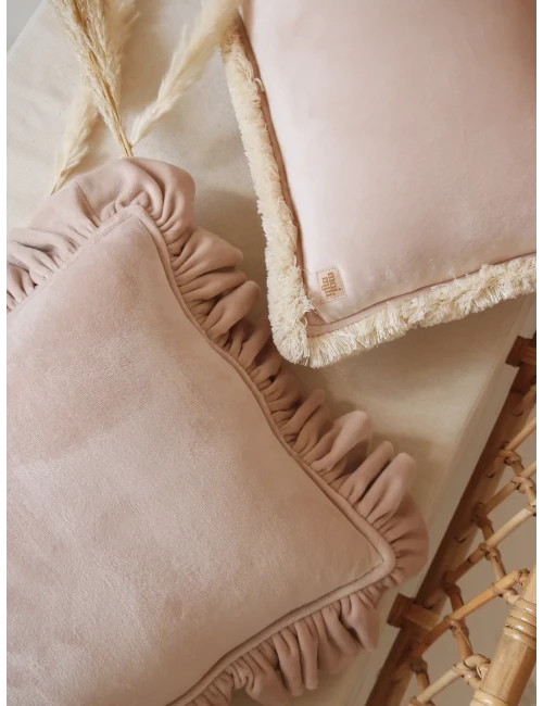 Coussin en velours - Rose poudré
