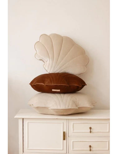 Coussin en velours - Coquillage (47x42-crème)