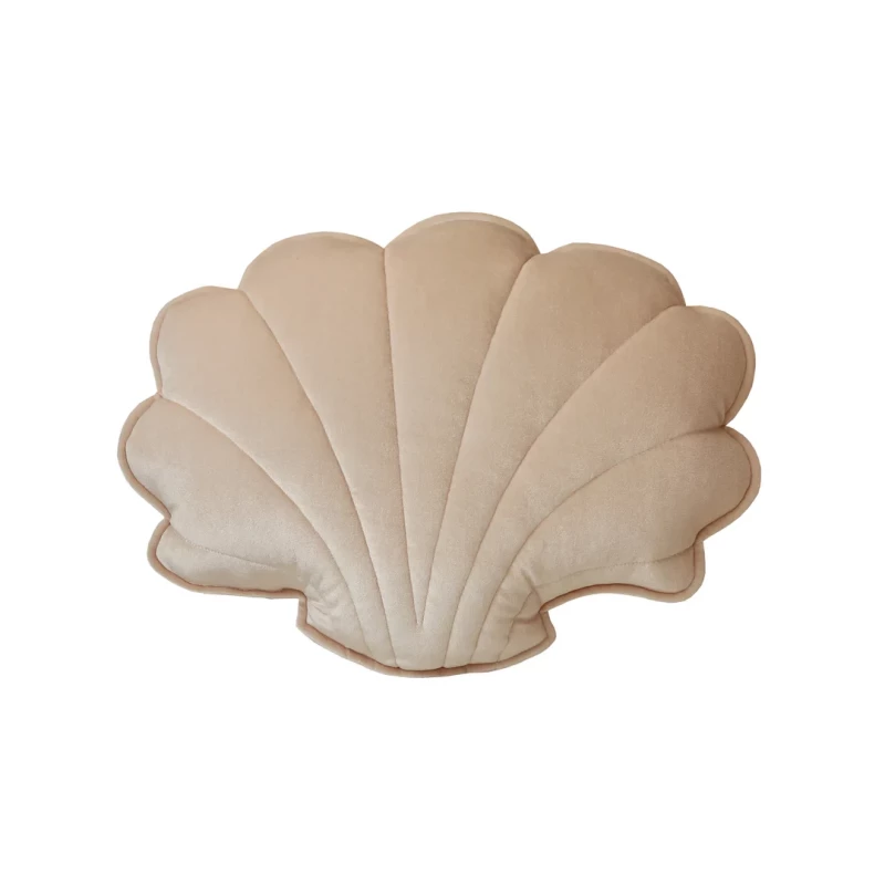 Coussin en velours - Coquillage (47x42-crème)
