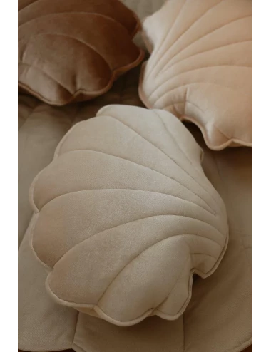 Coussin en velours - Coquillage (47x42-crème)