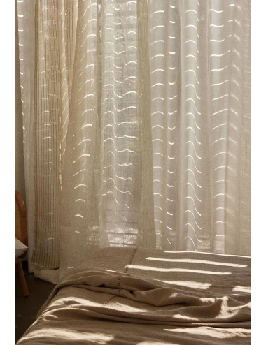 Rideau en voile de lin - Jacquard Milk (140 x 280 cm)