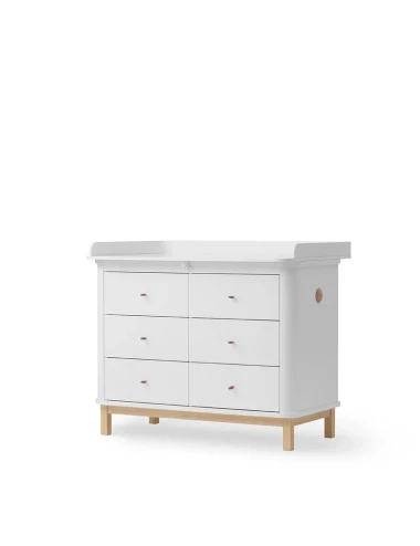 Commode à langer 6 tiroirs Wood - blanc/chêne