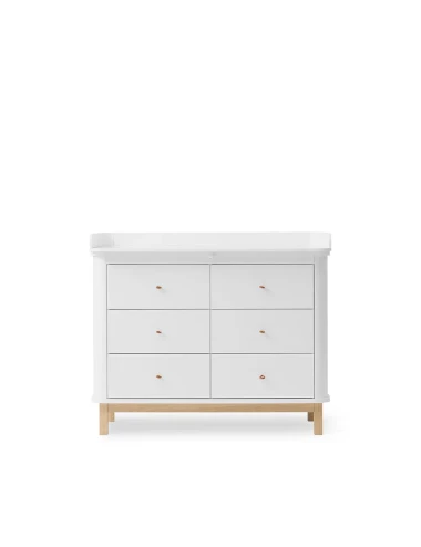 Commode à langer 6 tiroirs Wood - blanc/chêne