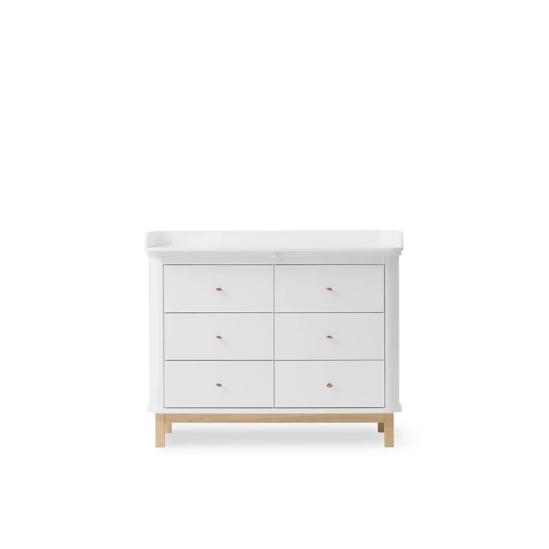 Commode à langer 6 tiroirs Wood - blanc/chêne
