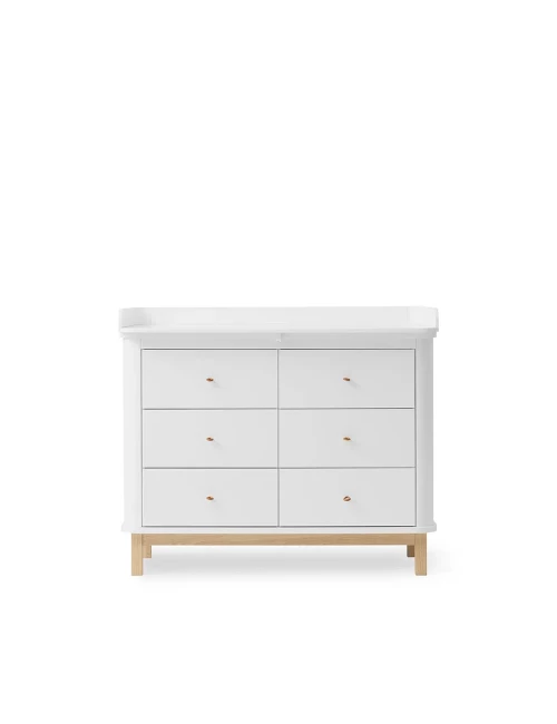 Commode à langer 6 tiroirs Wood - blanc/chêne