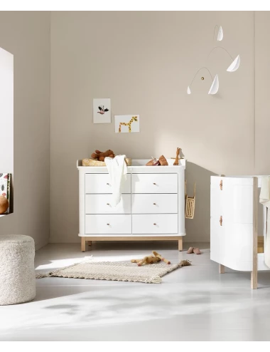 Commode à langer 6 tiroirs Wood - blanc/chêne