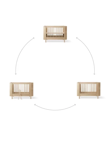 Lit bébé évolutif Wood Mini+ - chêne