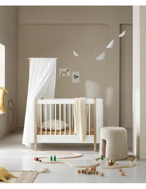 Lit bébé évolutif Wood Mini+ - blanc/chêne