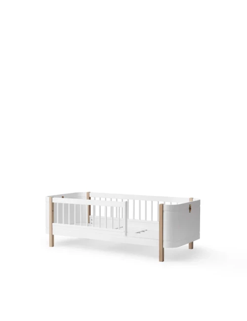 Lit bébé évolutif Wood Mini+ avec kit junior inclus - Blanc/chêne