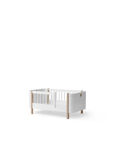 Lit bébé évolutif Wood Mini+ avec kit junior inclus, blanc/chêne