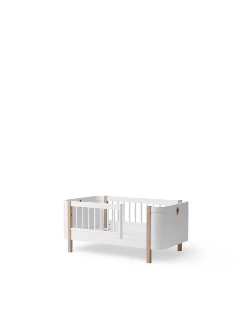 Lit bébé évolutif Wood Mini+ avec kit junior inclus - Blanc/chêne