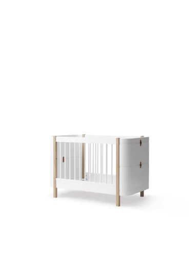 Lit bébé évolutif Wood Mini+ avec kit junior inclus, blanc/chêne
