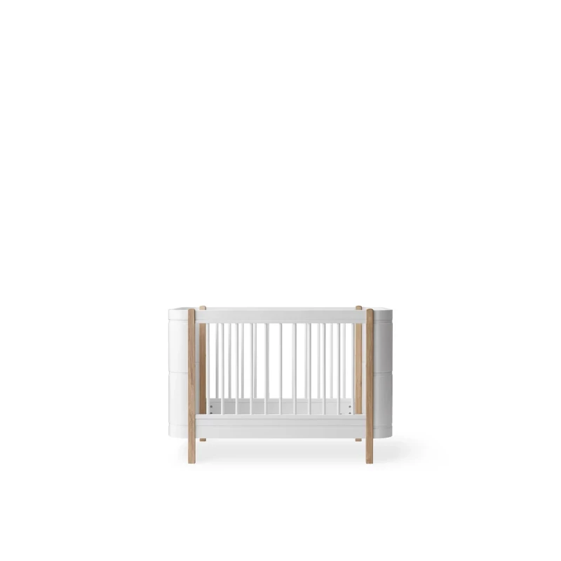 Lit bébé évolutif Wood Mini+ avec kit junior inclus - Blanc/chêne