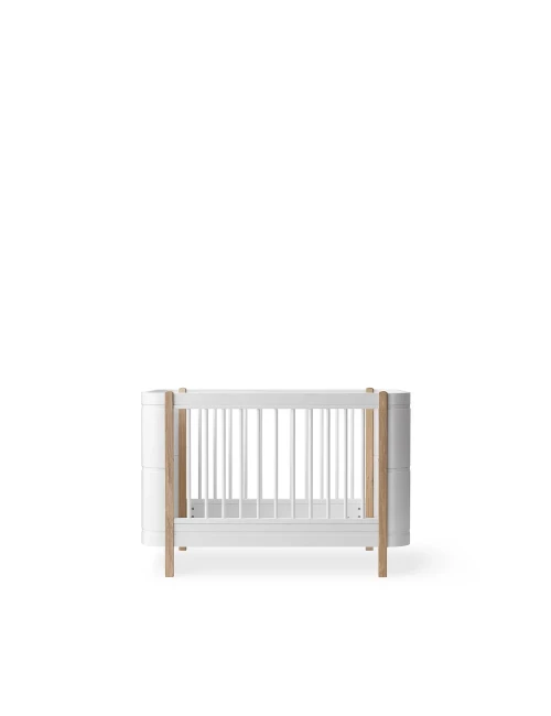 Lit bébé évolutif Wood Mini+ avec kit junior inclus - Blanc/chêne