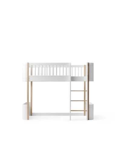 Lit mezzanine mi-haut Wood Mini+ - Blanc/chêne