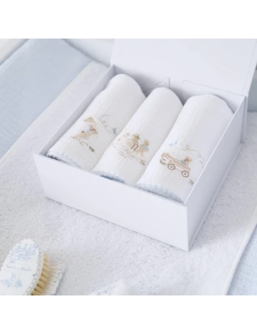 Coffret 3 langes - Blue Garden Party (60x60)
