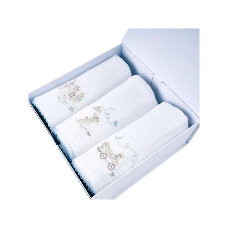 Coffret 3 langes - Blue Garden Party (60x60)