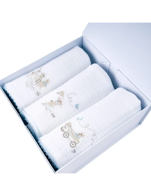 Coffret 3 langes - Blue Garden Party (60x60)